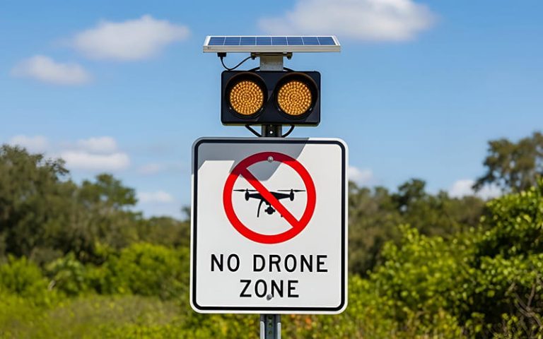 No Drone Zone sign indicating legal limitations for drone use